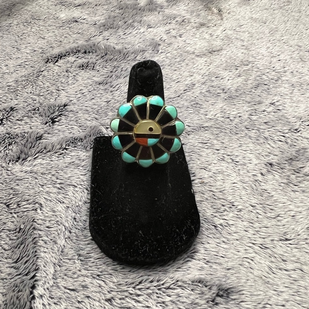 Vintage Sterling Silver Zuni Sunface Ring Size